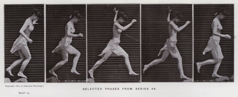 Die menschliche Figur in Bewegung: Ausgewählte Phasen aus Serie 54 von Eadweard Muybridge