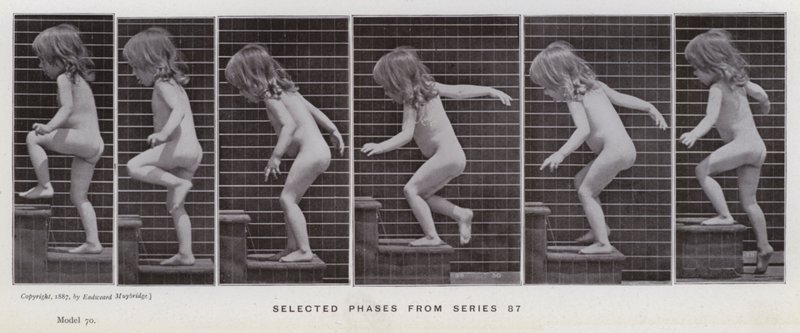 Die menschliche Figur in Bewegung: Ausgewählte Phasen aus Serie 87 von Eadweard Muybridge