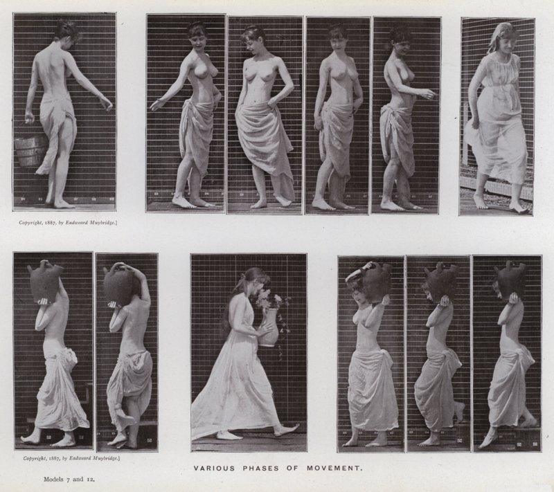 Die menschliche Figur in Bewegung: Verschiedene Bewegungsphasen von Eadweard Muybridge