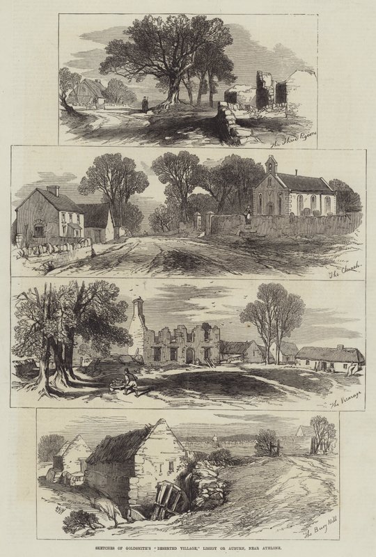 Skizzen von Goldsmiths verlassenem Dorf, Lishoy oder Auburn, in der Nähe von Athlone von Edmund Morison Wimperis