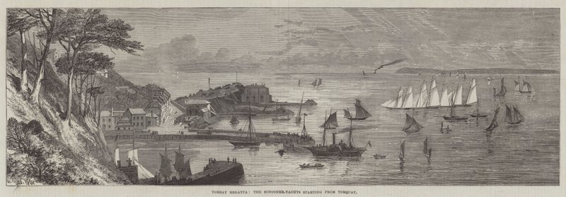 Torbay Regatta, die Schoner-Yachten starten von Torquay von Edmund Morison Wimperis