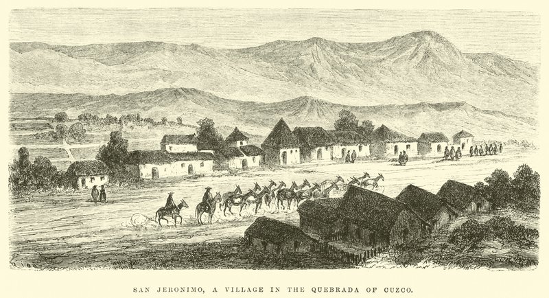 San Jeronimo, ein Dorf in der Quebrada von Cuzco von Edouard Riou