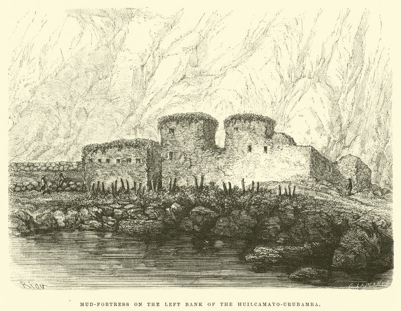 Schlammfestung am linken Ufer des Huilcamayo-Urubamba von Edouard Riou