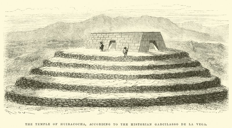 Der Tempel von Huiracocha, laut dem Historiker Garcilasso de la Vega von Edouard Riou