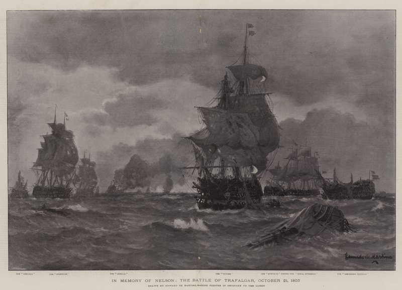 Zum Gedenken an Nelson, die Schlacht von Trafalgar, 21. Oktober 1803 von Eduardo de Martino