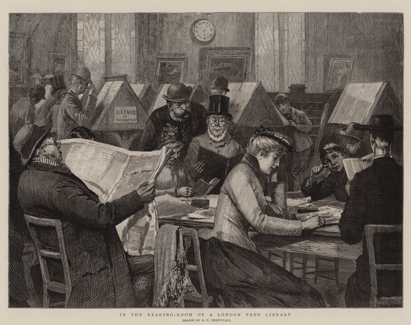 Im Lesesaal einer Londoner Freien Bibliothek von Edward Frederick Brewtnall