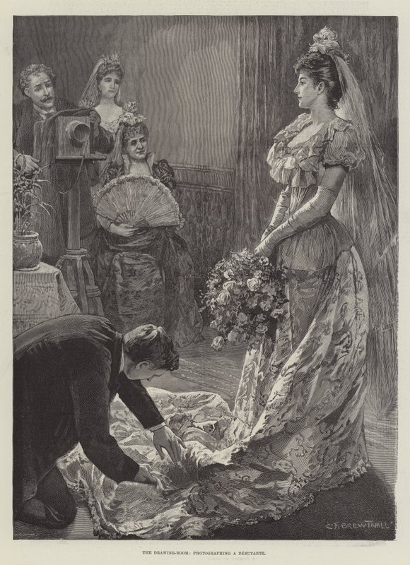 Der Salon, eine Debütantin fotografieren von Edward Frederick Brewtnall