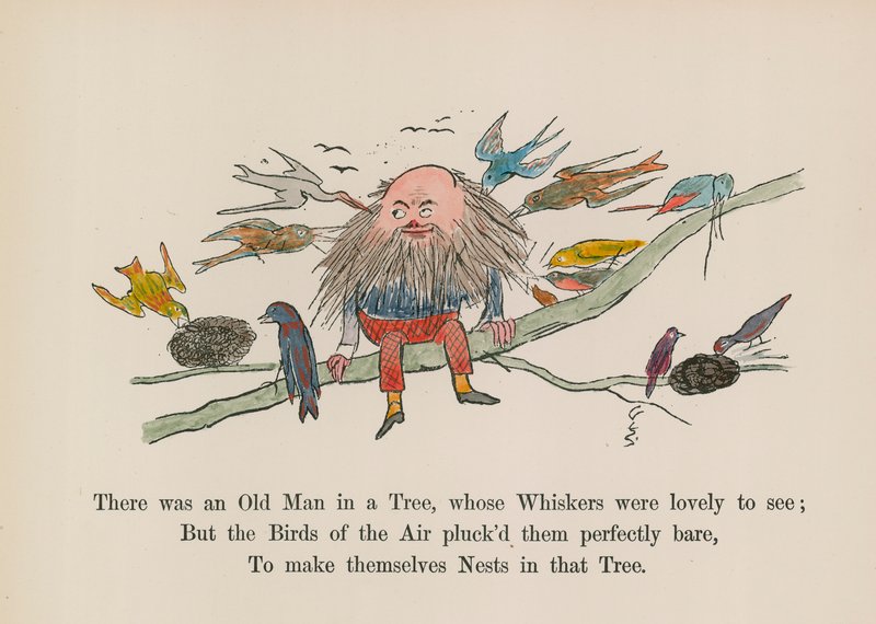 Es war ein alter Mann in einem Baum, dessen Schnurrbart schön anzusehen war von Edward (after) Lear