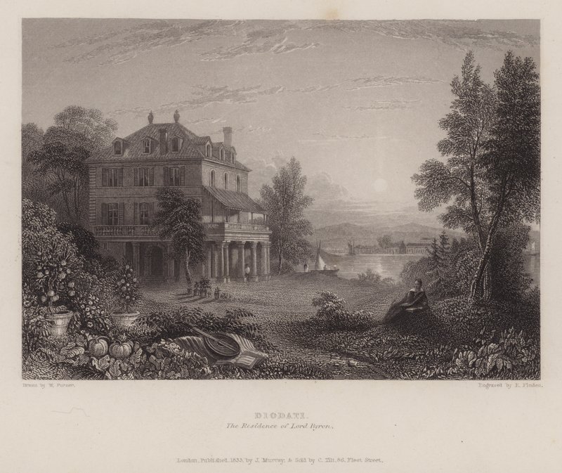 Villa Diodati, die Residenz von Lord Byron (Gravur) von Edward Francis (after) Finden