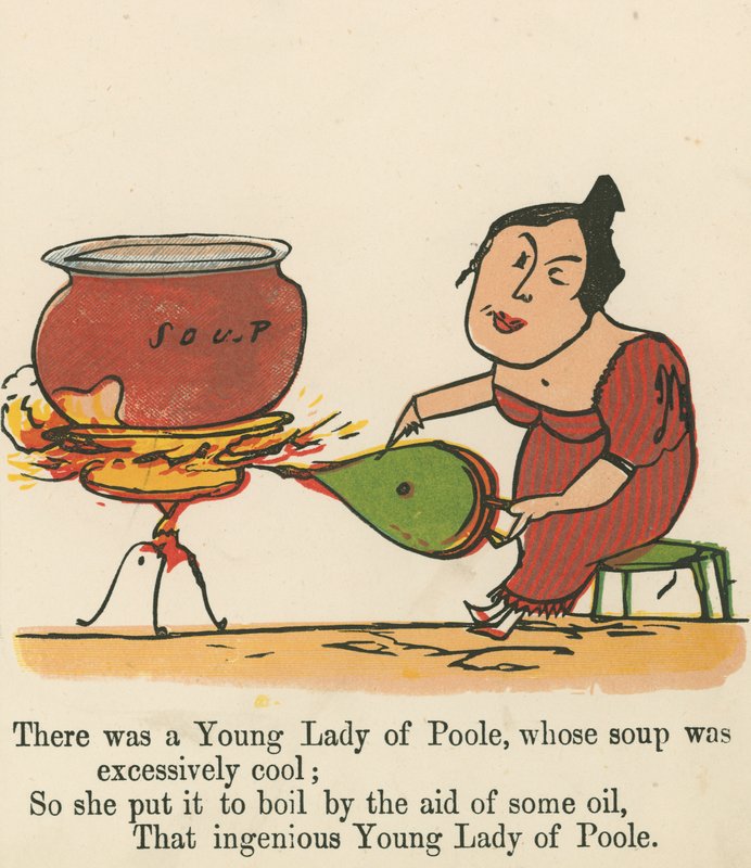 Es war eine junge Dame aus Poole, deren Suppe war äußerst kühl, aus 