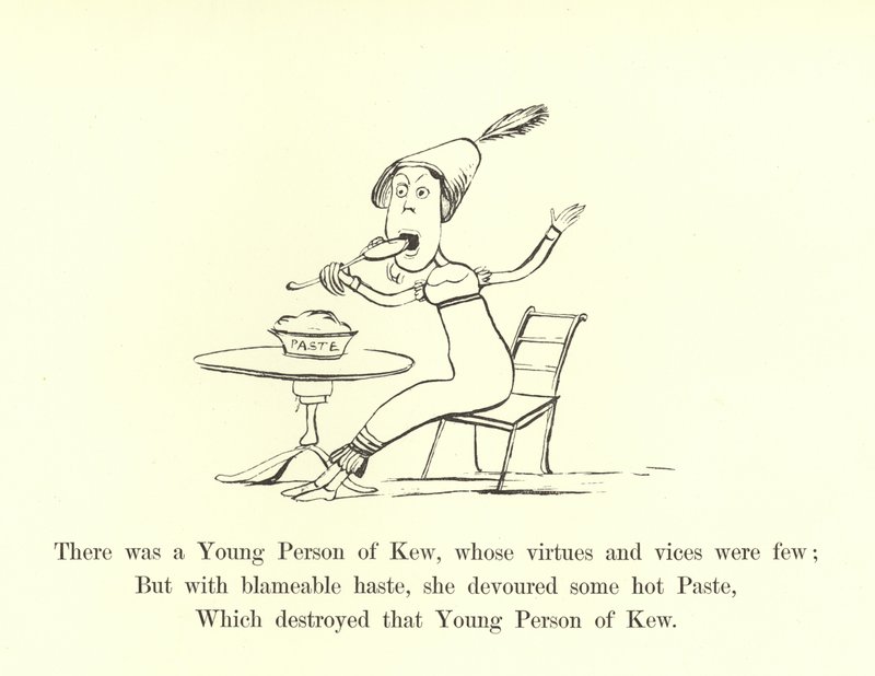 Es war eine junge Person aus Kew, deren Tugenden und Laster waren wenige von Edward Lear