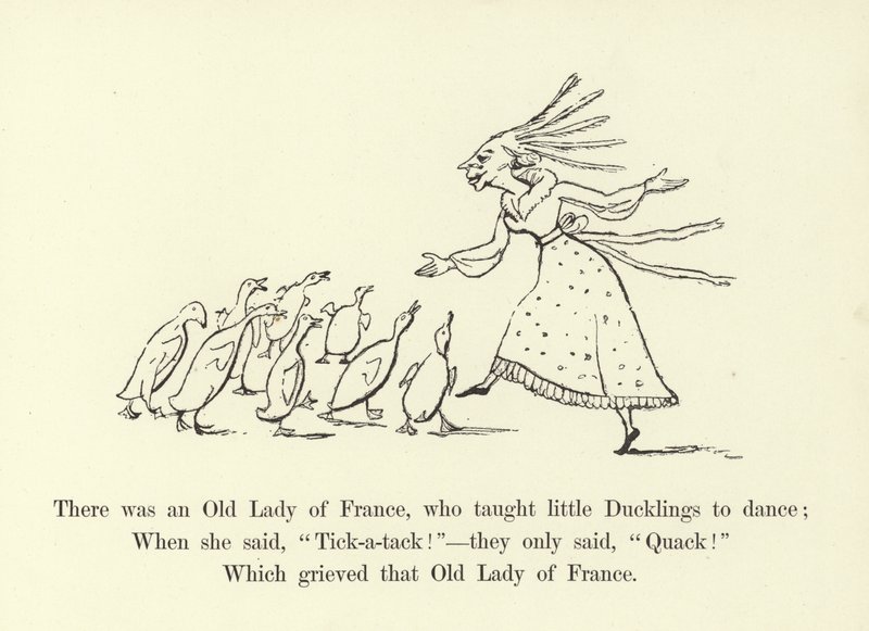 Es war eine alte Dame aus Frankreich, die kleinen Enten das Tanzen beibrachte von Edward Lear
