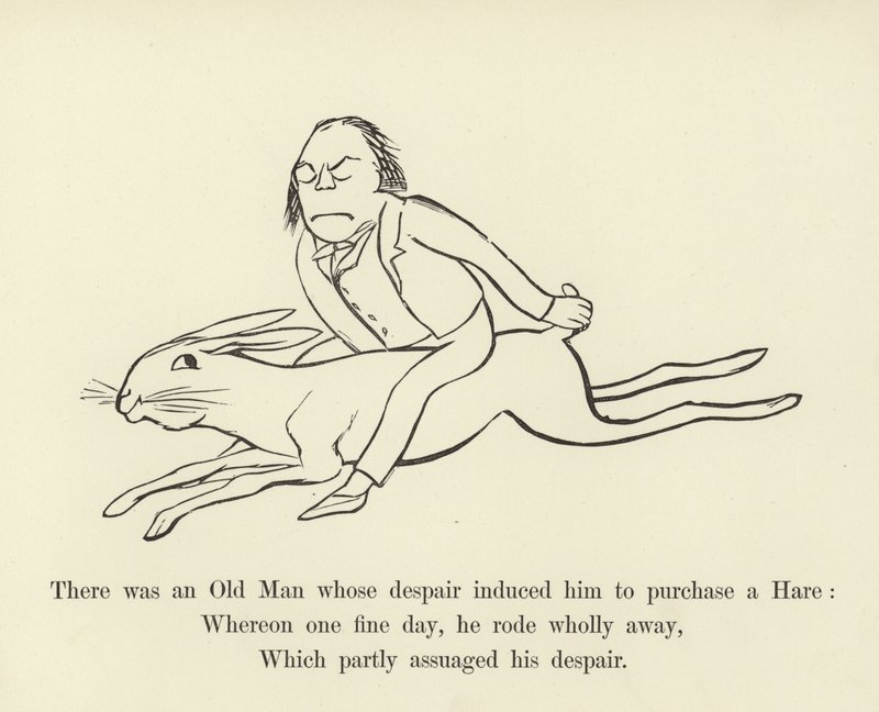 Es war ein alter Mann, dessen Verzweiflung ihn dazu brachte, einen Hasen zu kaufen von Edward Lear