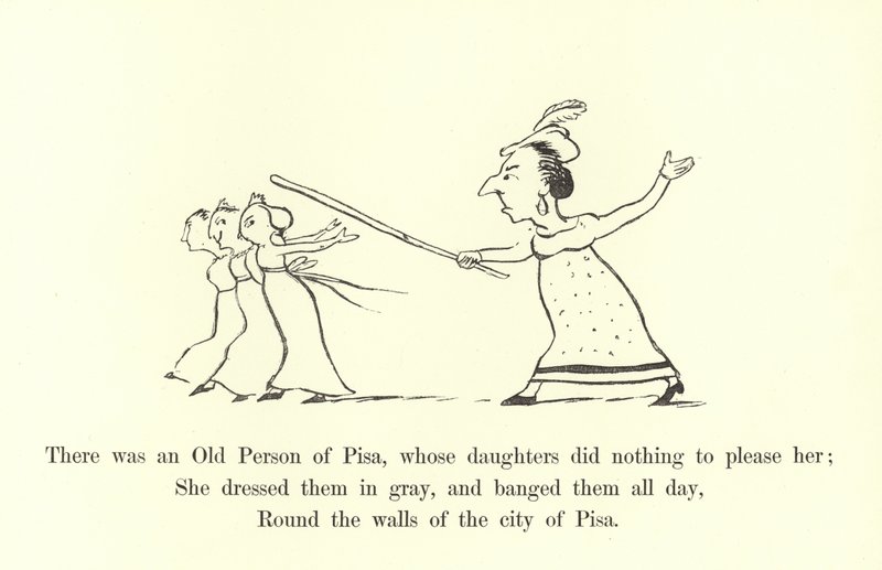 Es war eine alte Person aus Pisa, deren Töchter nichts taten, um sie zu erfreuen von Edward Lear