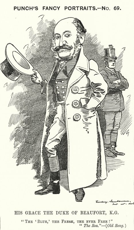 Henry Charles Fitzroy Somerset, 8. Herzog von Beaufort, englischer Soldat und konservativer Politiker (Karikatur) von Edward Linley (after) Sambourne