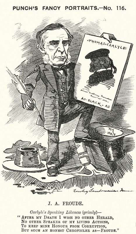 Punch-Karikatur: James Anthony Froude, englischer Historiker, Romanautor und Biograf (Stich) von Edward Linley (after) Sambourne