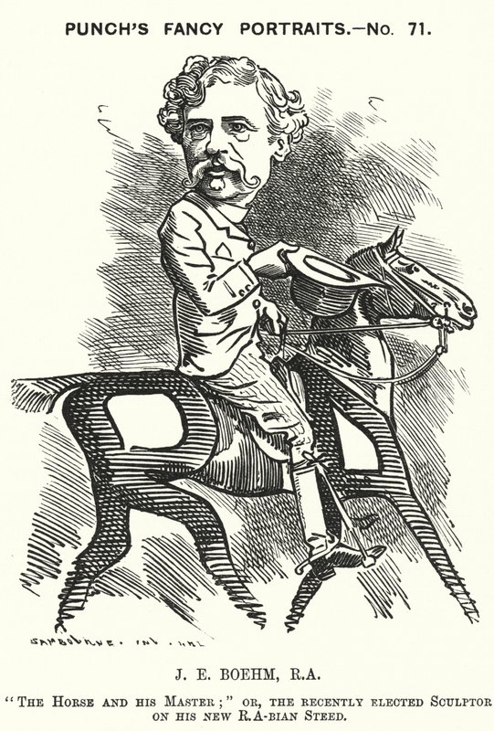 Joseph Edgar Boehm, englischer Bildhauer (Karikatur) von Edward Linley (after) Sambourne