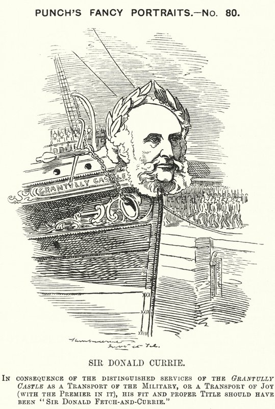 Karikatur: Sir Donald Currie, schottischer Reeder, Politiker und Philanthrop (Gravur) von Edward Linley (after) Sambourne