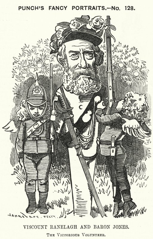 Thomas Heron Jones, 7. Viscount Ranelagh und Baron Jones of Navan, Förderer der Freiwilligenbewegung für die britische Armee (Stich) von Edward Linley (after) Sambourne