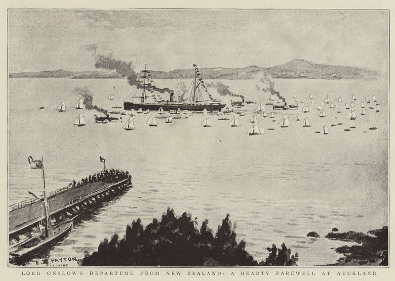 Lord Onslows Abreise aus Neuseeland, ein herzlicher Abschied in Auckland von Edward Payton