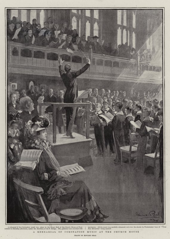 Eine Probe der Krönungsmusik im Church House von Edward Read