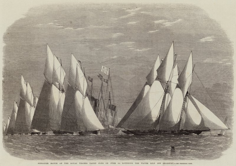 Schoner-Wettkampf des Royal Thames Yacht Club am 16. Juni; Rundung der Water Lily vor Shoebury von Edwin Weedon