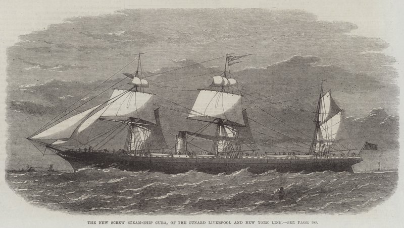Das neue Schraubendampfschiff Cuba, der Cunard Liverpool und New York Line von Edwin Weedon