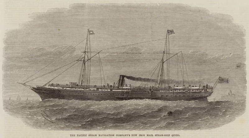 Das neue eiserne Postdampfschiff Quito der Pacific Steam Navigation Company von Edwin Weedon