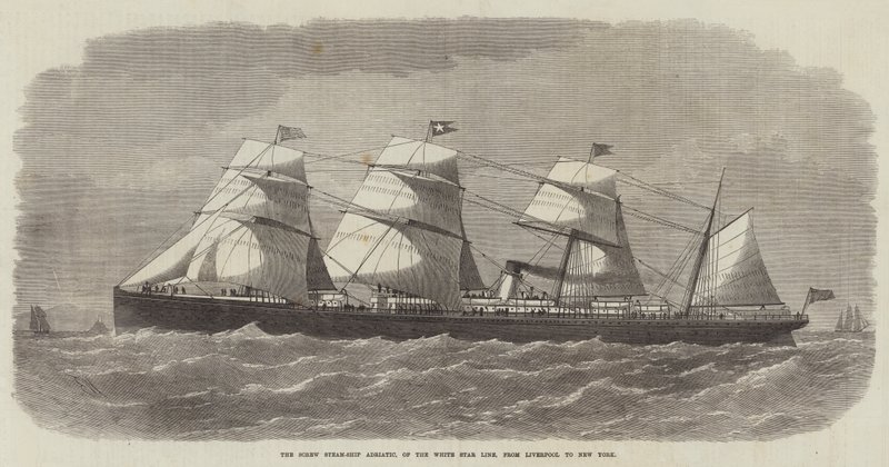 Die Schraubendampfschiff Adriatic der White Star Line, von Liverpool nach New York von Edwin Weedon