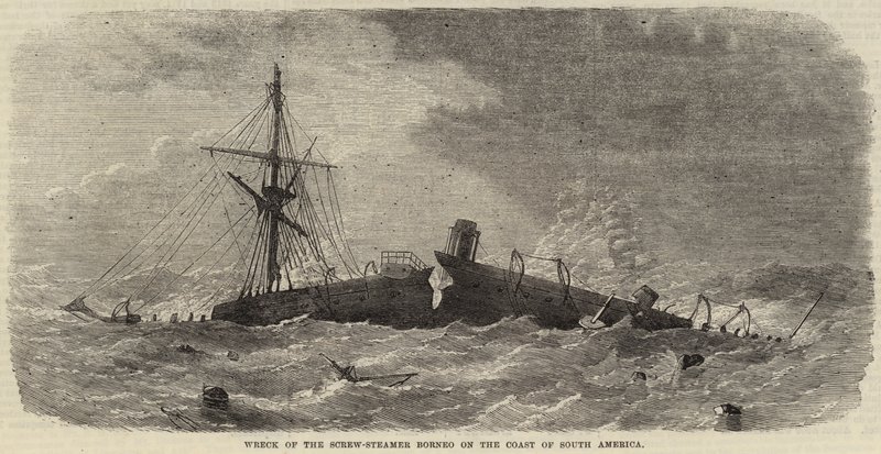 Wrack des Schraubendampfers Borneo an der Küste Südamerikas von Edwin Weedon