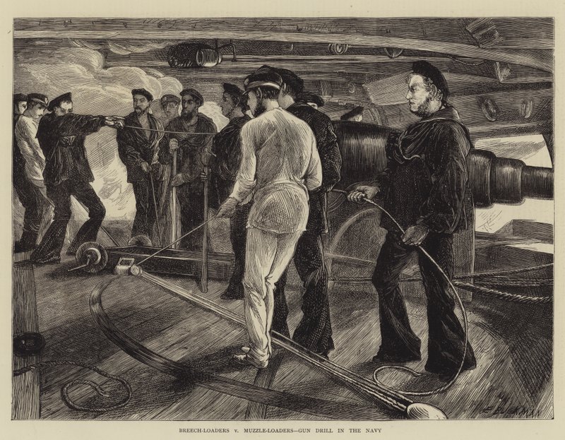 Hinterlader gegen Vorderlader, Waffendrill in der Marine von Edwin Buckman