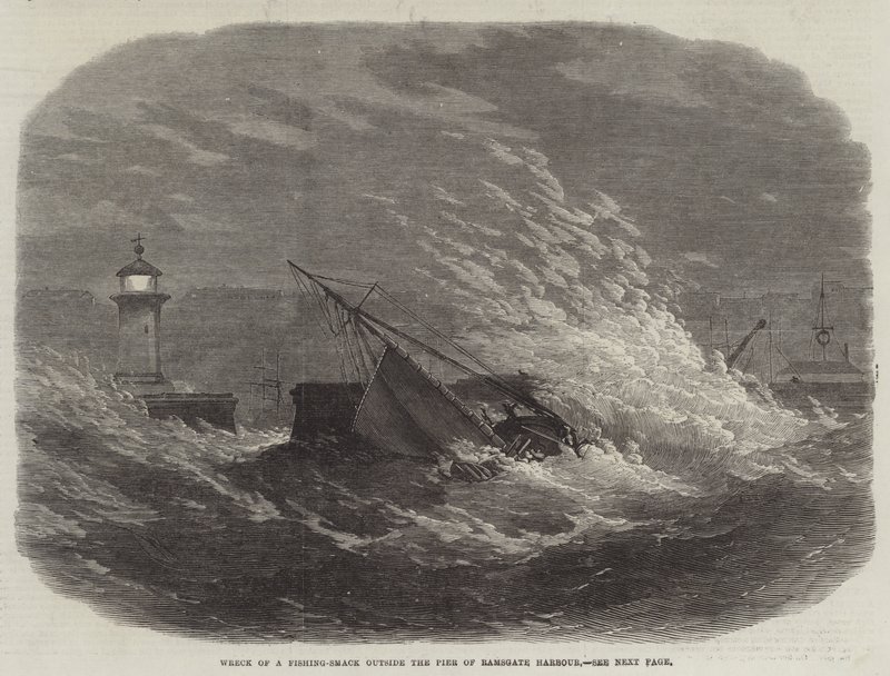 Wrack eines Fischkutters außerhalb des Piers von Ramsgate Harbour von Edwin Weedon