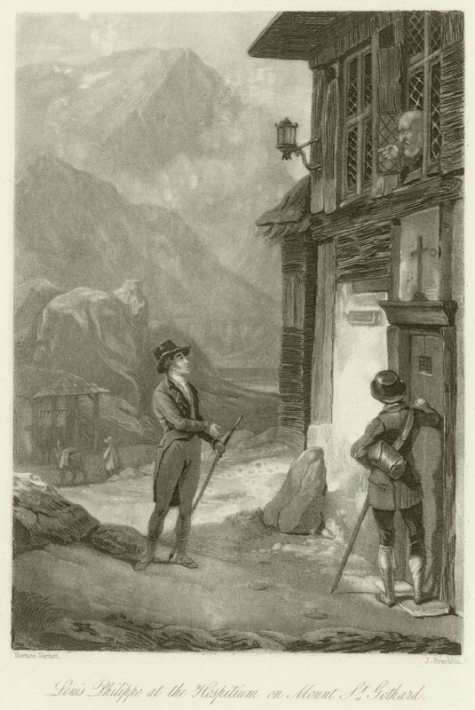 Louis Philippe im Hospitium auf dem St. Gotthard von Emile Jean Horace Vernet