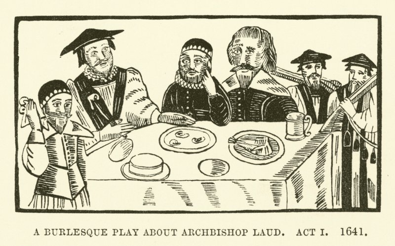 Eine burleske Aufführung über Erzbischof Laud, Akt I, 1641 von English School