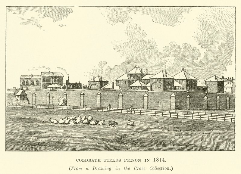 Coldbath Fields Gefängnis im Jahr 1814 von English School