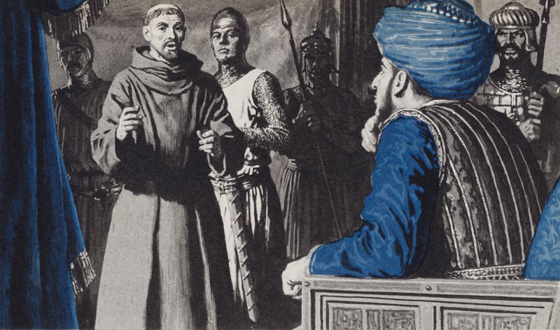 Franziskus versuchte, den türkischen Sultan zu bekehren, dessen Truppen die Heilige Stadt Jerusalem besetzt hatten von English School