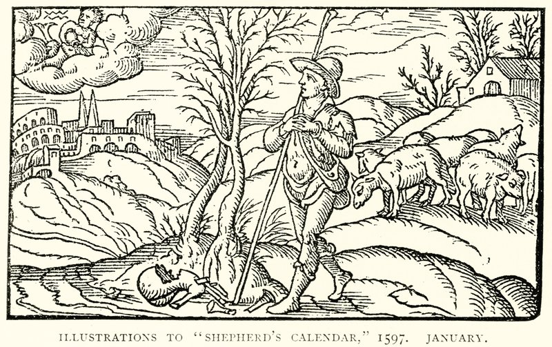 Illustrationen zu Shepherds Calendar, 1597. Januar von English School