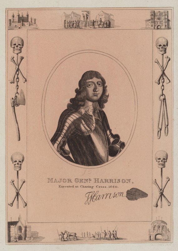 Generalmajor Harrison, hingerichtet am Charing Cross, 1660 von English School