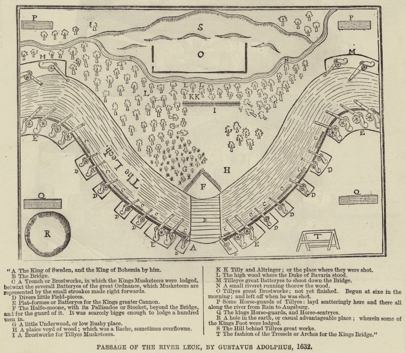 Übergang des Flusses Leck durch Gustav II. Adolf, 1632 von English School