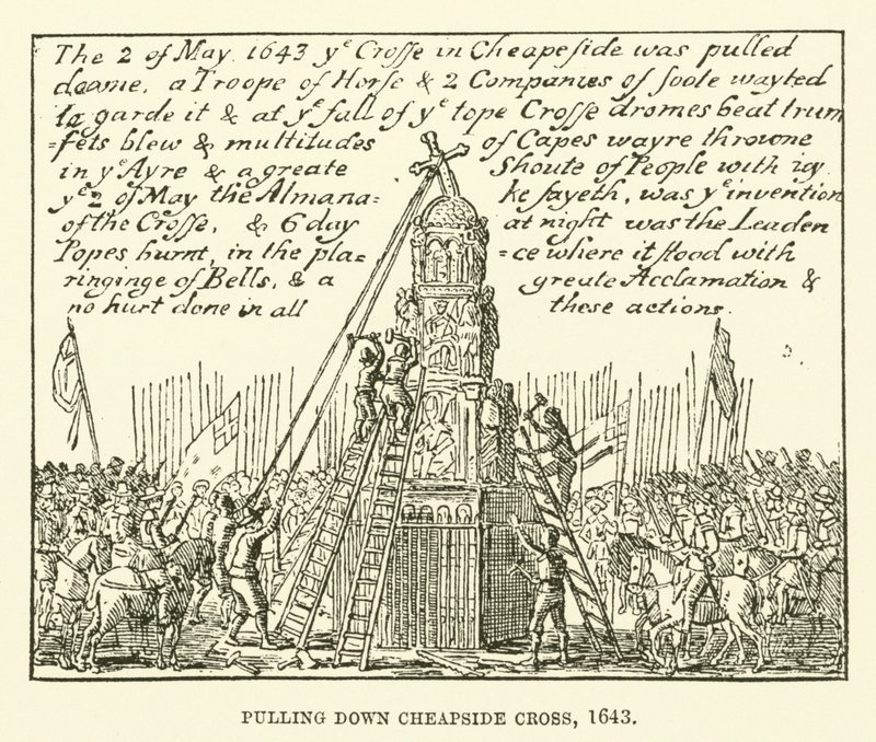 Abriss des Cheapside-Kreuzes, 1643 von English School