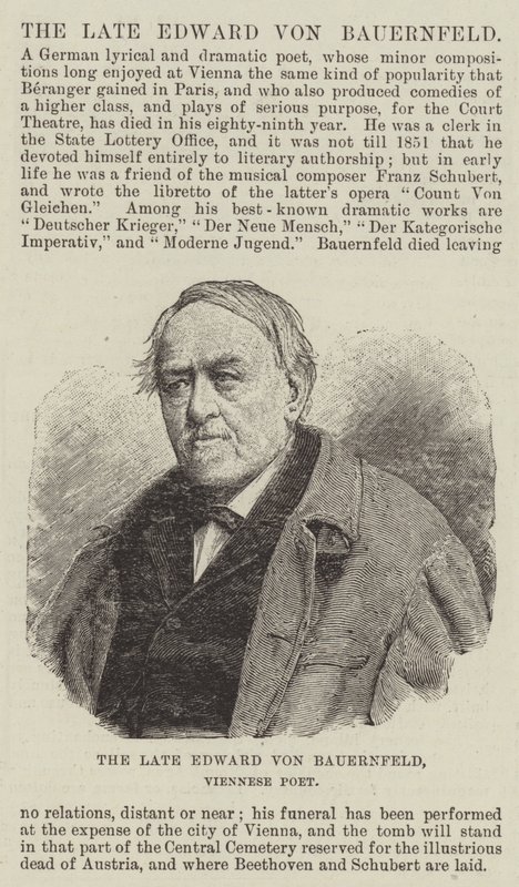 Der verstorbene Edward von Bauernfeld, Wiener Dichter von English School