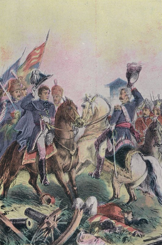 Das Treffen des Herzogs von Wellington und Feldmarschall Blücher nach der Schlacht von Waterloo, 1815 von English School