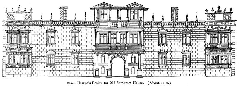 Thorpes Entwurf für das alte Somerset House (um 1600) von English School