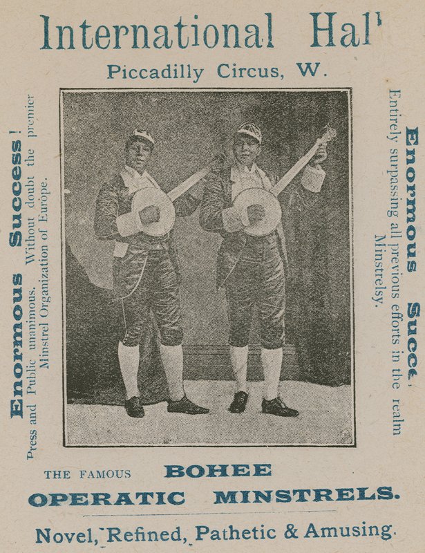 Werbung für die berühmten Bohee Operatic Minstrels von English Photographer