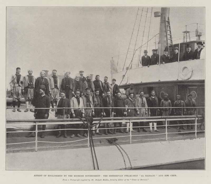 Verhaftung von Engländern durch die marokkanische Regierung, das Schereefische Dampfschiff Al Hassani und ihre Besatzung von English Photographer