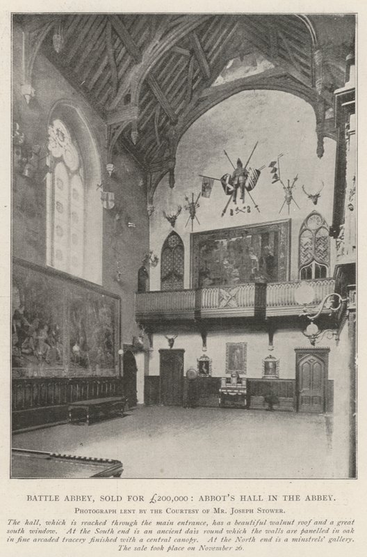 Battle Abbey, verkauft für £200.000, Abtshalle in der Abtei von English Photographer