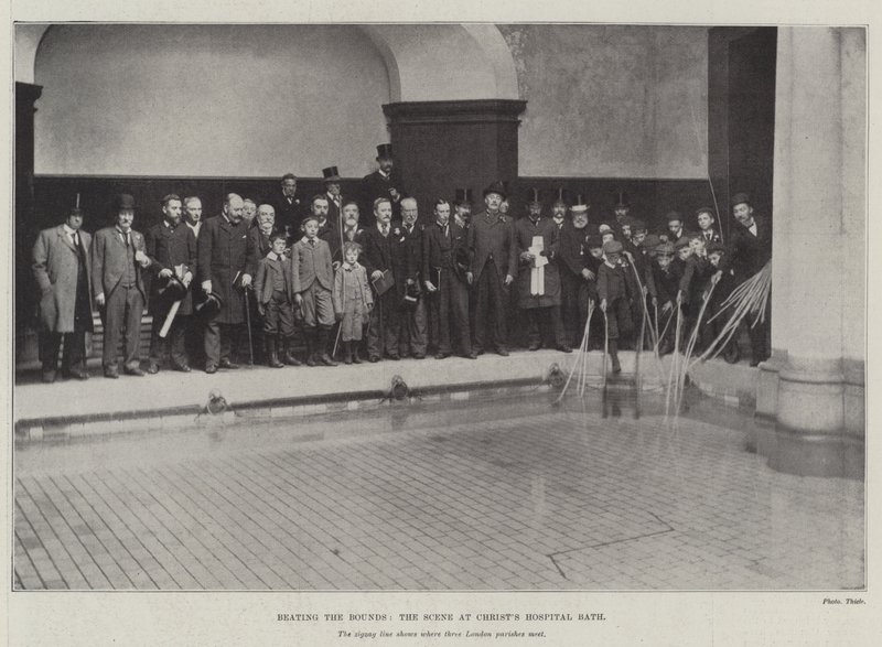 Grenzmarkierung, die Szene im Christs Hospital Bath von English Photographer