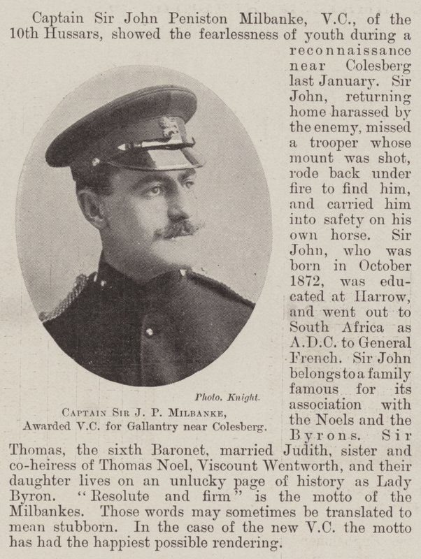 Kapitän Sir J. P. Milbanke, mit dem Victoria-Kreuz für Tapferkeit in der Nähe von Colesberg ausgezeichnet von English Photographer