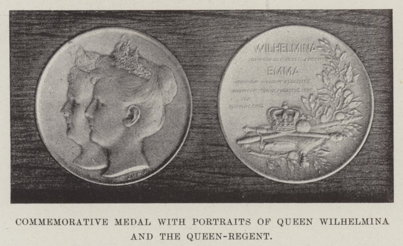 Gedenkmedaille mit Porträts von Königin Wilhelmina und der Königin-Regentin von English Photographer