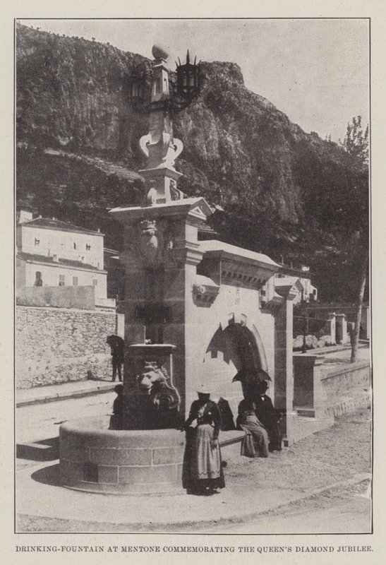 Trinkbrunnen in Mentone zur Erinnerung an das Diamantjubiläum der Königin von English Photographer